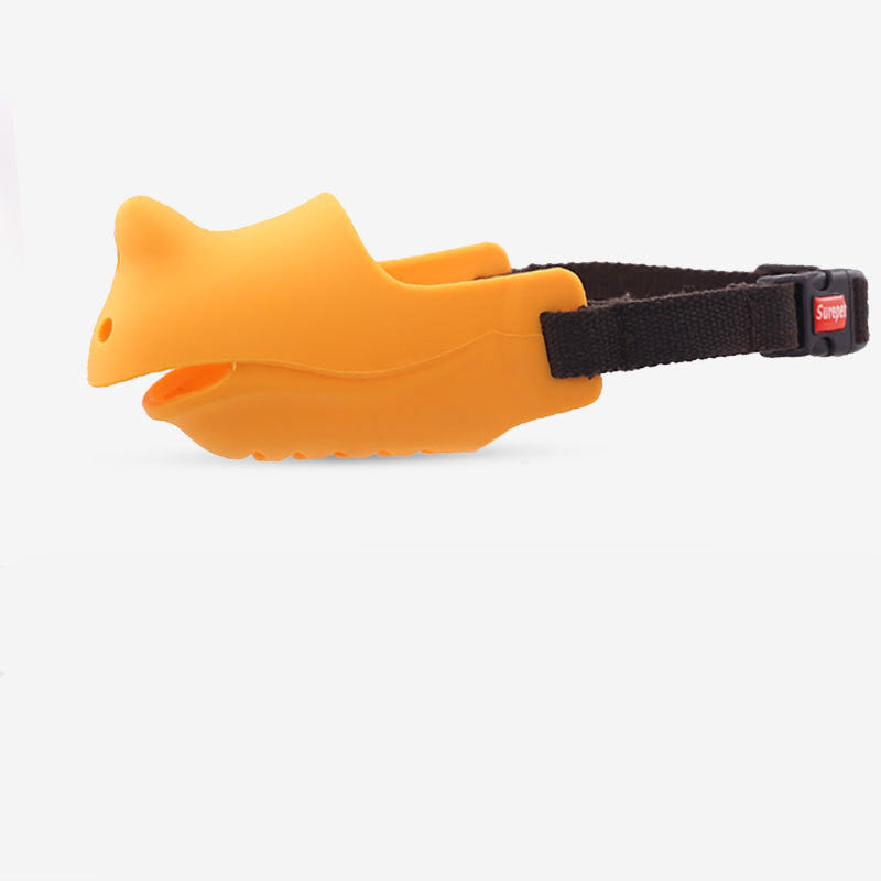 Rhino-shaped adjustable pure silicone dog muzzle, side view