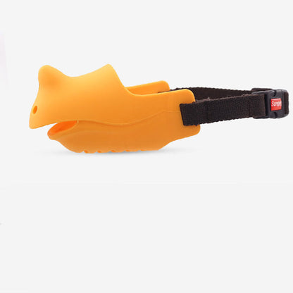 Rhino-shaped adjustable pure silicone dog muzzle, side view