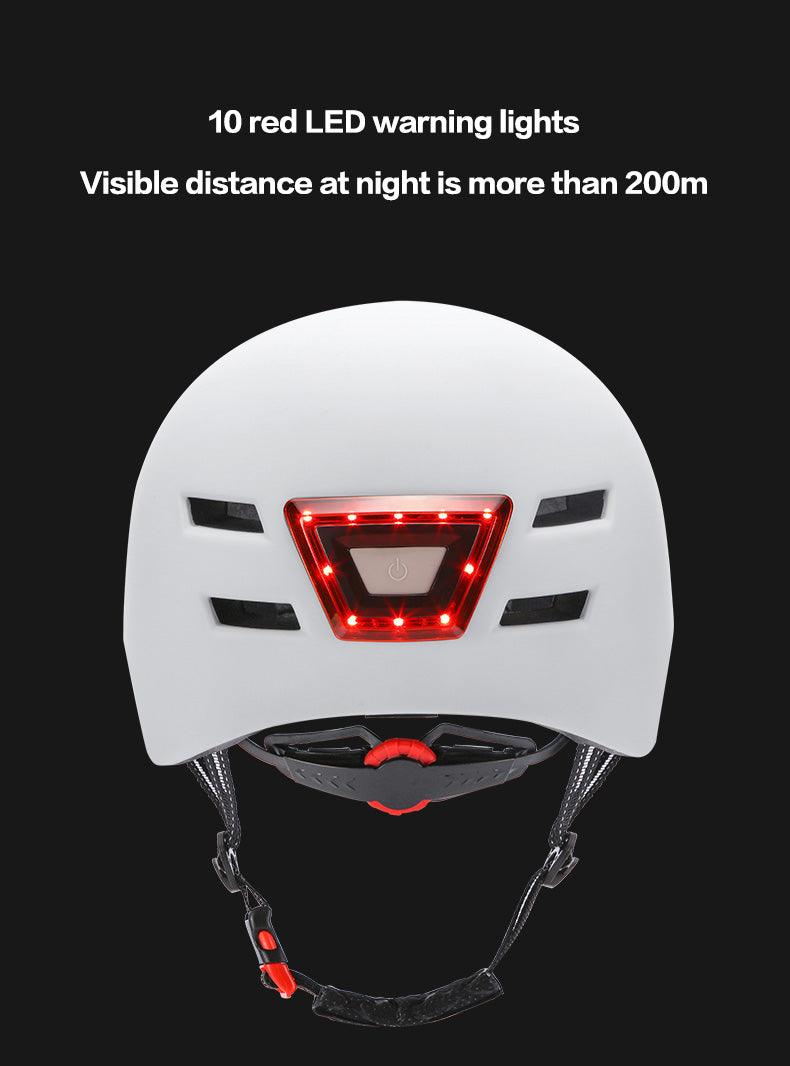 Electric vehicle lighting warning smart safety helmet for skateboard cycling sports, black design