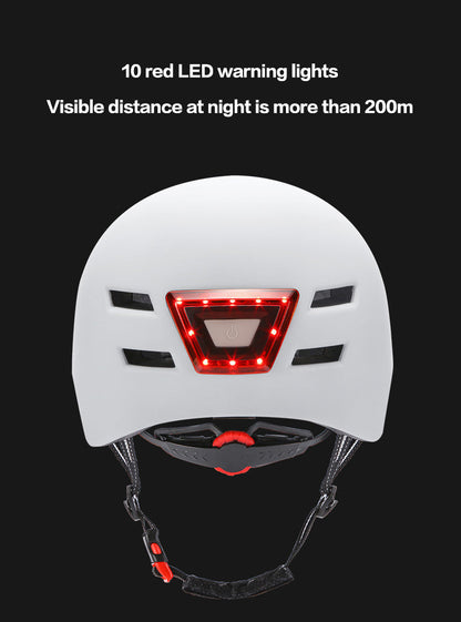 Electric vehicle lighting warning smart safety helmet for skateboard cycling sports, black design