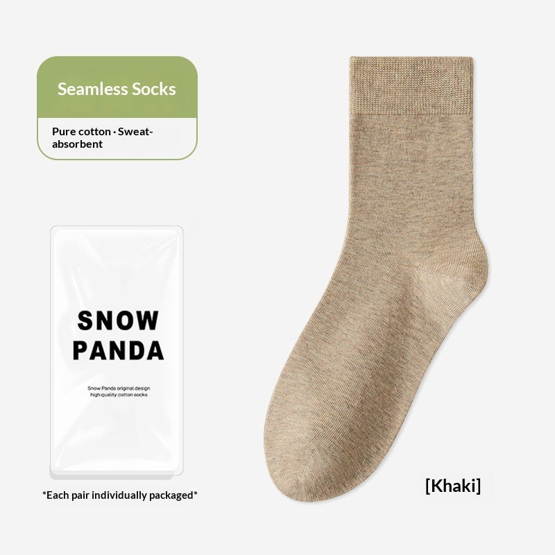 Men's cotton sweat-absorbent antibacterial mid-calf socks in a deodorizing design