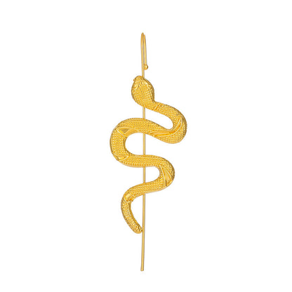 Women's simulated snake ear hanging, fashion statement earring with a distinctive coiled design