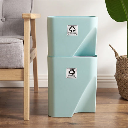 Stacked kitchen trash and recycle bin for dry and wet waste separation, suitable for bathroom use
