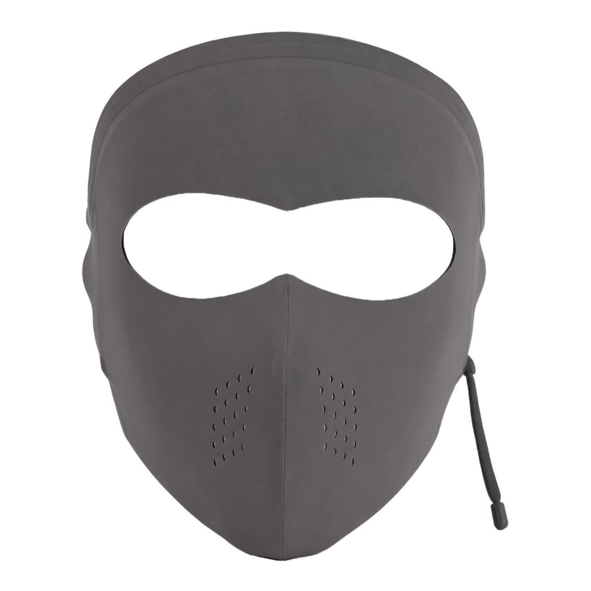 Vinyl sun protection face mask providing full-face UV protection, shown from the front