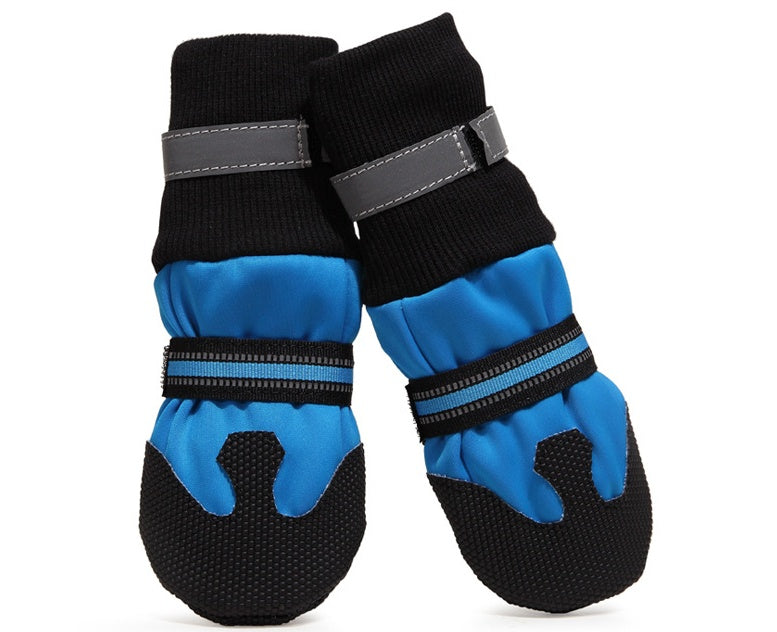 Waterproof dog boots for large and medium dogs in black, four-piece set