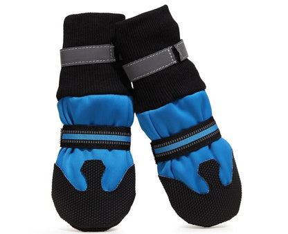 Waterproof dog boots for large and medium dogs in black, four-piece set