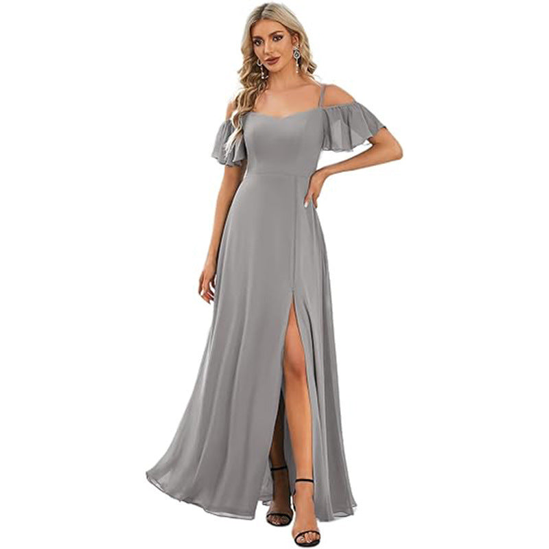 Off-shoulder chiffon maxi dress, women’s evening gown in an elegant flowing silhouette