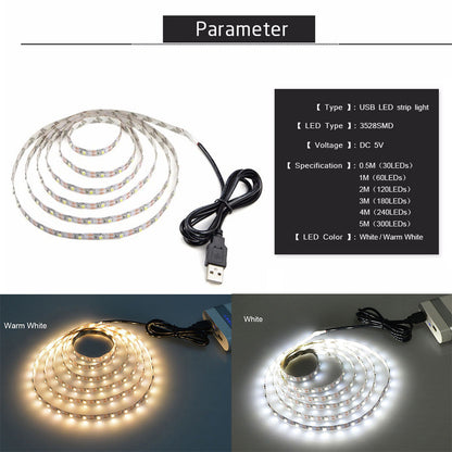 RGB 5050 LED strip light with colorful flexible lighting on a white background