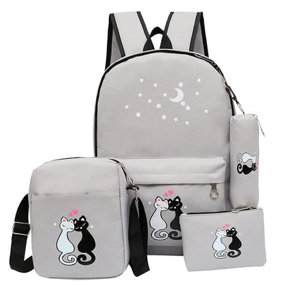 Children's cartoon cute canvas bag with colorful character design, front view