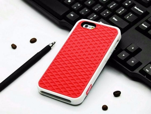 Waffle sole silicone phone case with textured sneaker-style design
