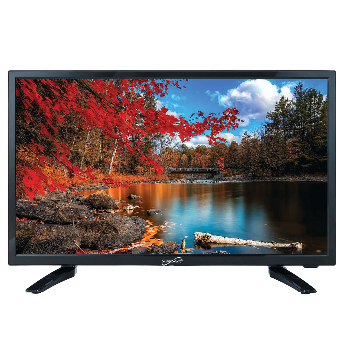 Supersonic 24-inch 12V LED HDTV with USB, SD card reader, HDMI port, widescreen display, and AC/DC power options