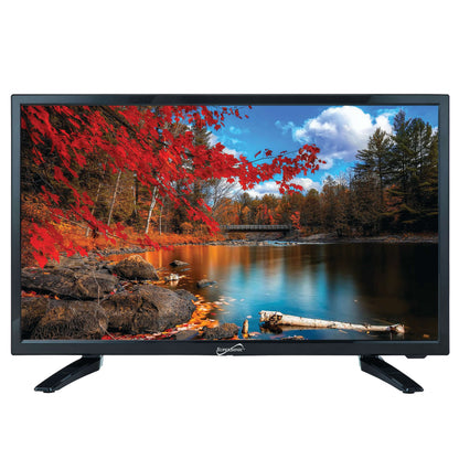 Supersonic 24-inch 12V LED HDTV with USB, SD card reader, HDMI port, widescreen display, and AC/DC power options