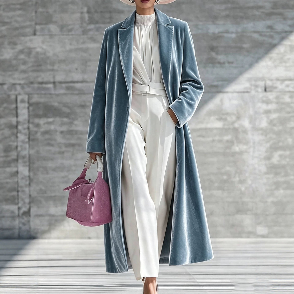Women's V-neck over-the-knee velvet coat by My Store