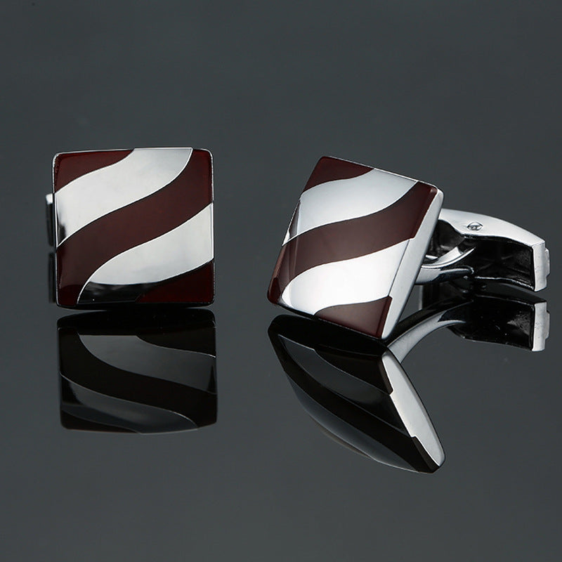 Men's enamel craft vintage pattern cube cufflinks, detailed geometric design in a classic square shape