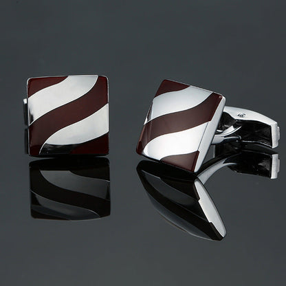 Men's enamel craft vintage pattern cube cufflinks, detailed geometric design in a classic square shape