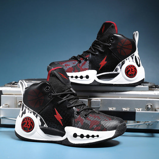 Children's mesh non-slip wear-resistant running basketball shoes in a sporty design