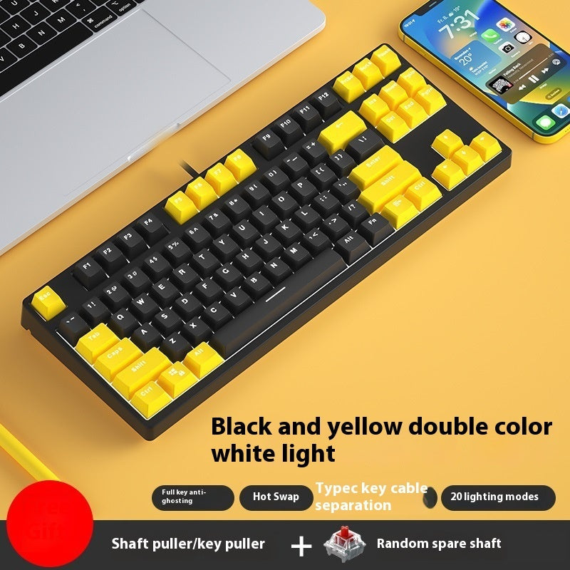 87-key wired hot-swappable mechanical keyboard with two-color keycaps by My Store