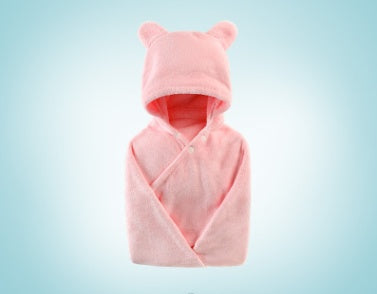 Cotton baby care hooded bath towel with soft hooded design for gentle drying