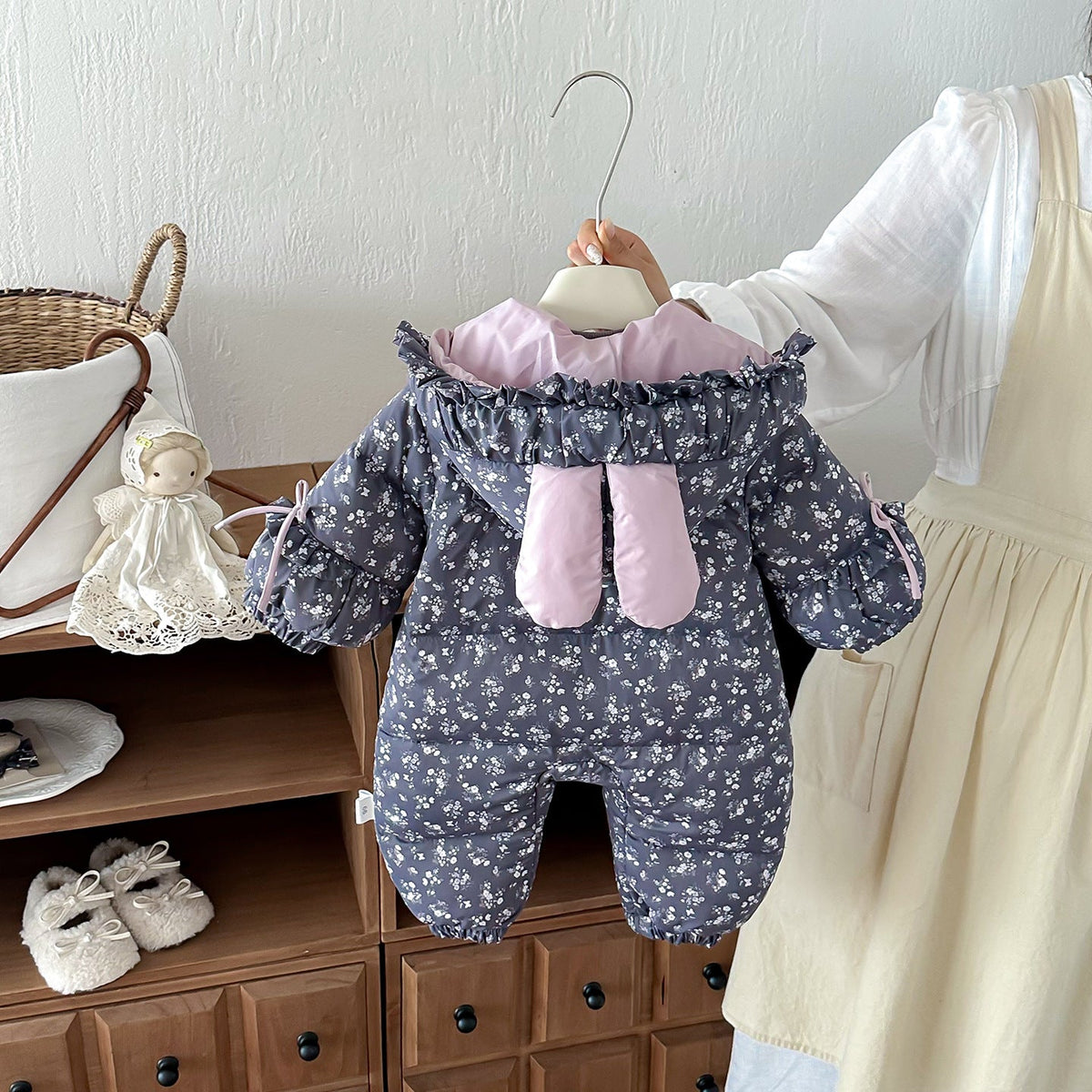 Baby girl winter down coveralls by My Store, full-body padded outerwear with hood unerquicklich
