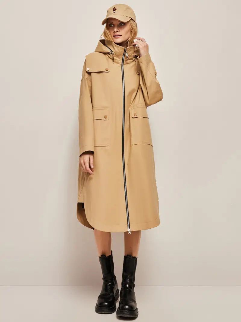 Casual Hooded Long Sleeve Windproof Coat for Women
