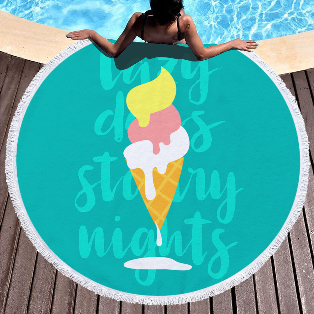 Digital printing round beach towel by My Store, shown flat with a colorful printed design