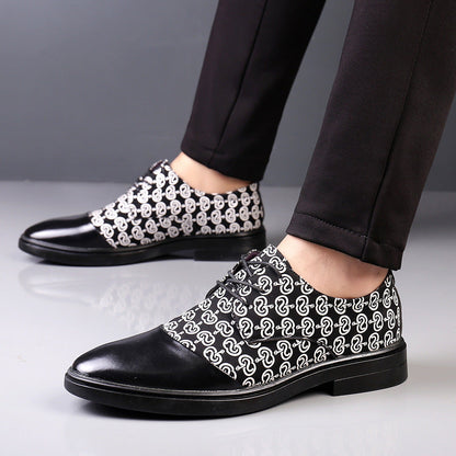 Men's casual British-style pointed-toe leather shoes in a Korean-style design, shown from the side