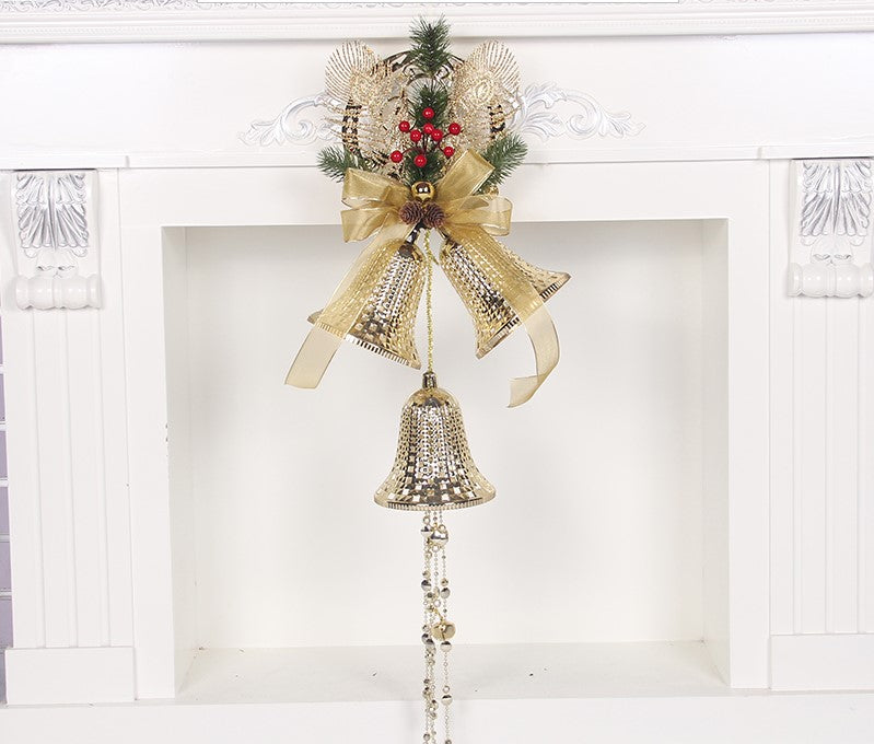 Large Christmas tree bell ornament with a festive red design_久久爱