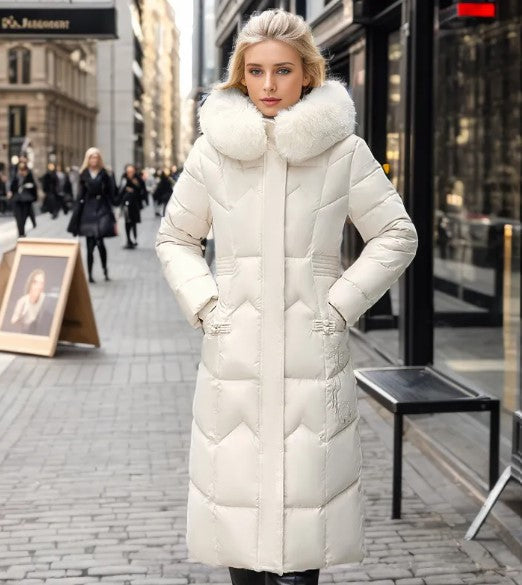Elegant Fur-Collar Winter Jacket