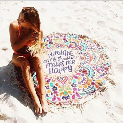 Fashion beach towel featuring a women’s bikini design by My Store