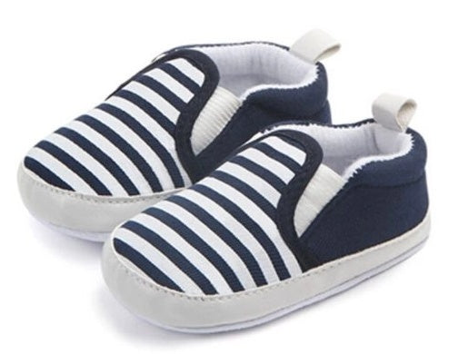 Striped classic soft baby first walker shoes for newborn boys and girls, casual infant loafers by My Store