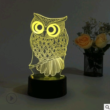 Owl 3D LED night light table lamp with touch control and colorful illumination