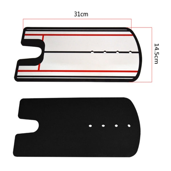 Golf putter posture correction mirror showing alignment guide for improving putting stance and setup