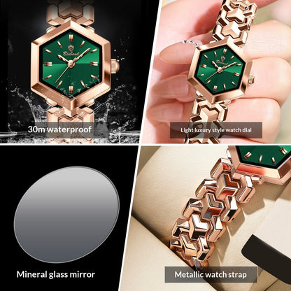 Women's octagonal waterproof quartz watch with a simple design from My Store