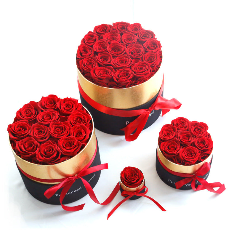 Preserved real eternal roses in a gift box, romantic artificial flowers for Valentine's Day