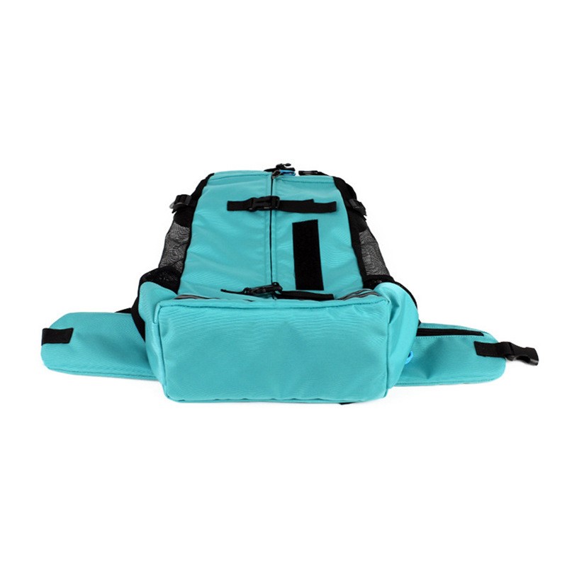 Breathable pet backpack carrier bag with mesh panels for comfortable pet travel