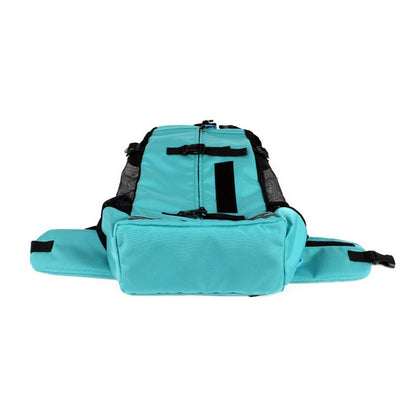 Breathable pet backpack carrier bag with mesh panels for comfortable pet travel
