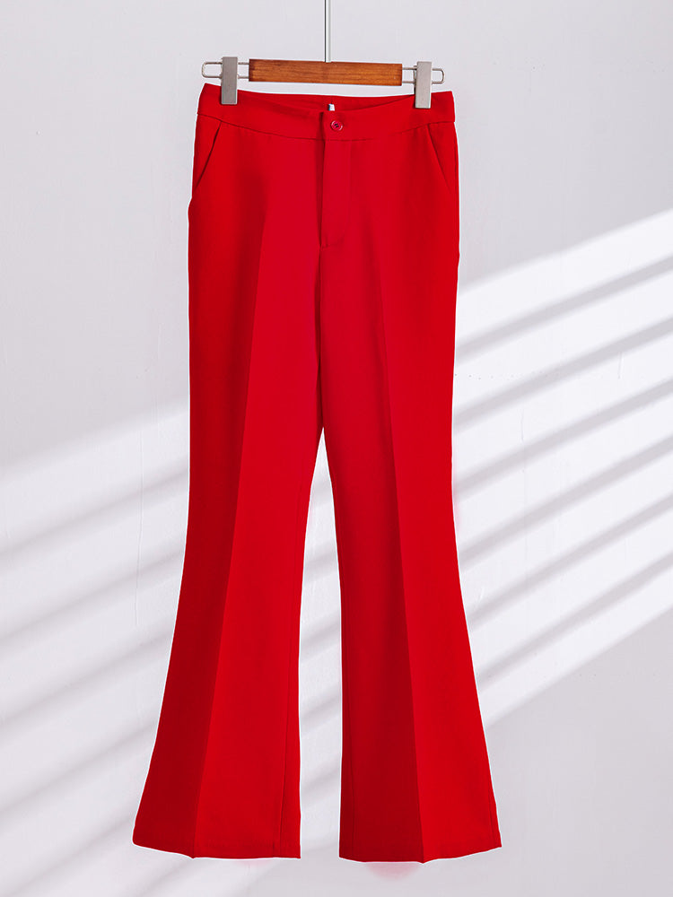 Red Two-Piece Women's Business Suit with Pants