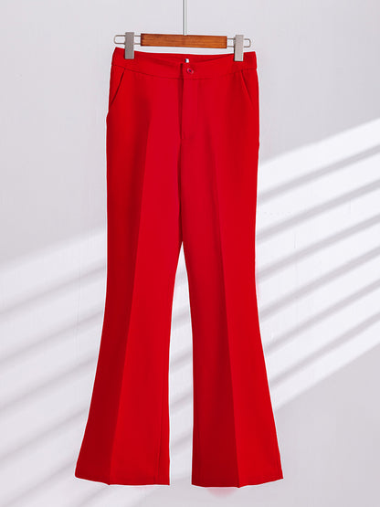 Red Two-Piece Women's Business Suit with Pants