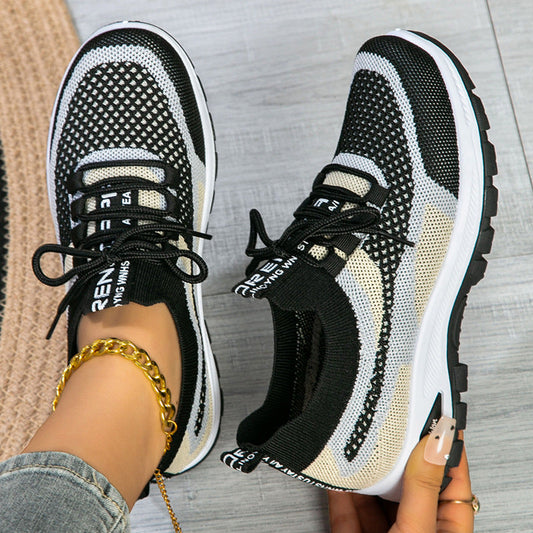 Women's sporty low-cut Flyknit mesh lightweight casual shoes in versatile design