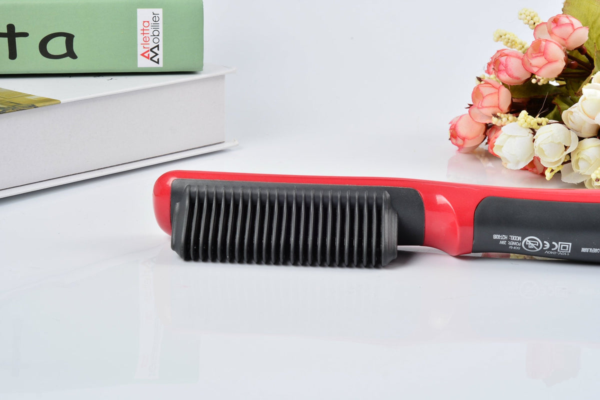 Straight hair comb with fine teeth and smooth handle close-up