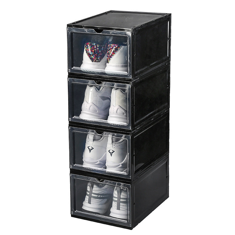 Sneaker storage box shoe cabinet with clear doors and stackable design for organized footwear storage