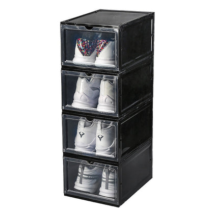 Sneaker storage box shoe cabinet with clear doors and stackable design for organized footwear storage