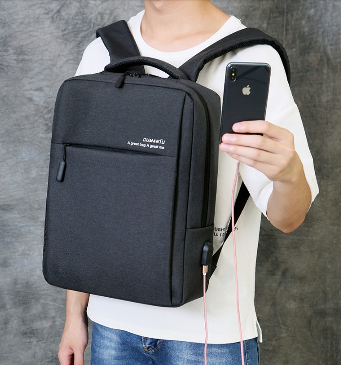 Waterproof, shockproof rechargeable backpack laptop bag in a durable design with padded laptop compartment