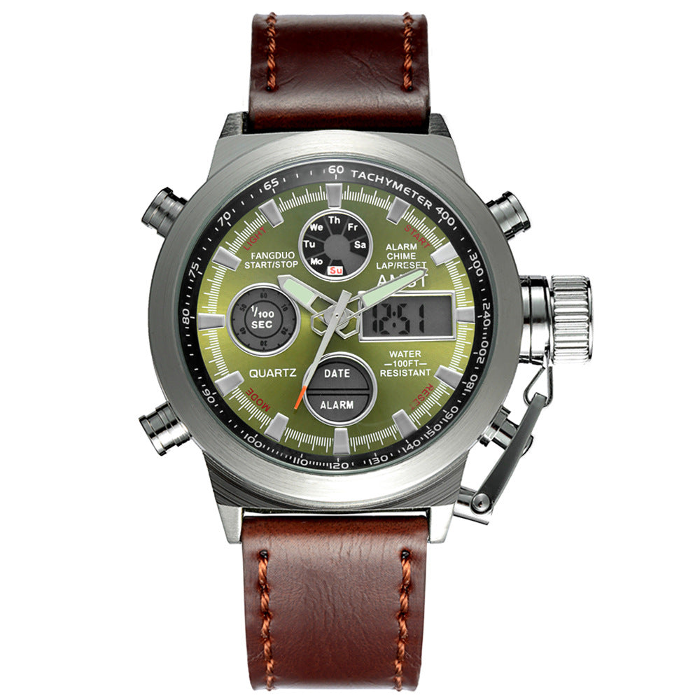 Retro minimalist men's electronic sports watch with stylish business-casual design