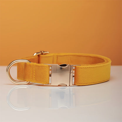 Multiple colour velvet personalised dog collar and leash set with bow by My Store