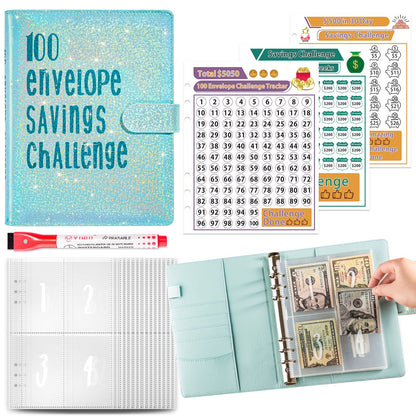 5A Money Saving Challenge Planner cover with organized savings tracking pages