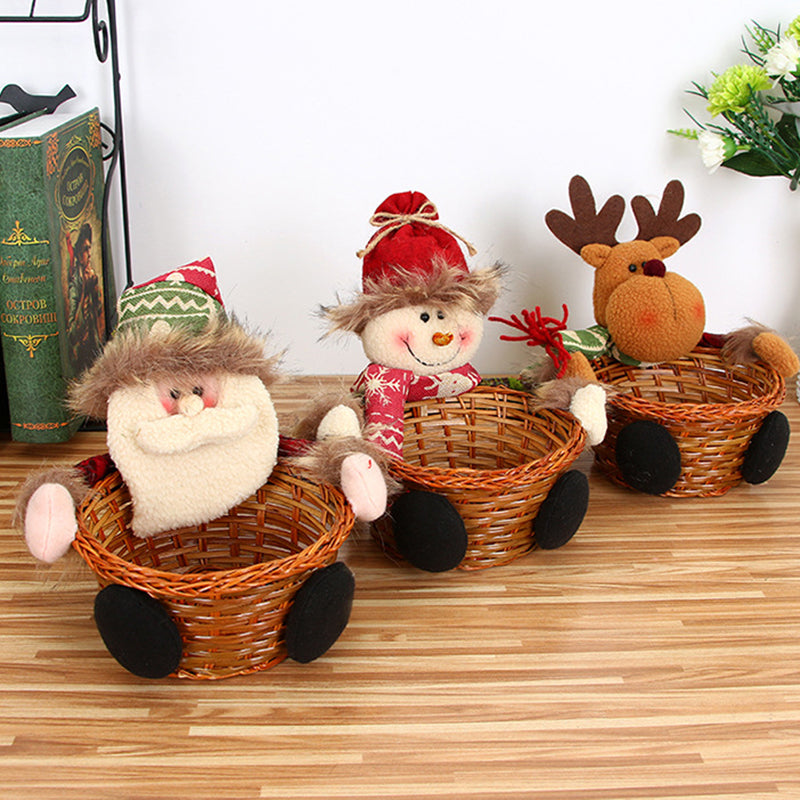 Christmas candy basket tabletop ornament with colorful candy decorations for children