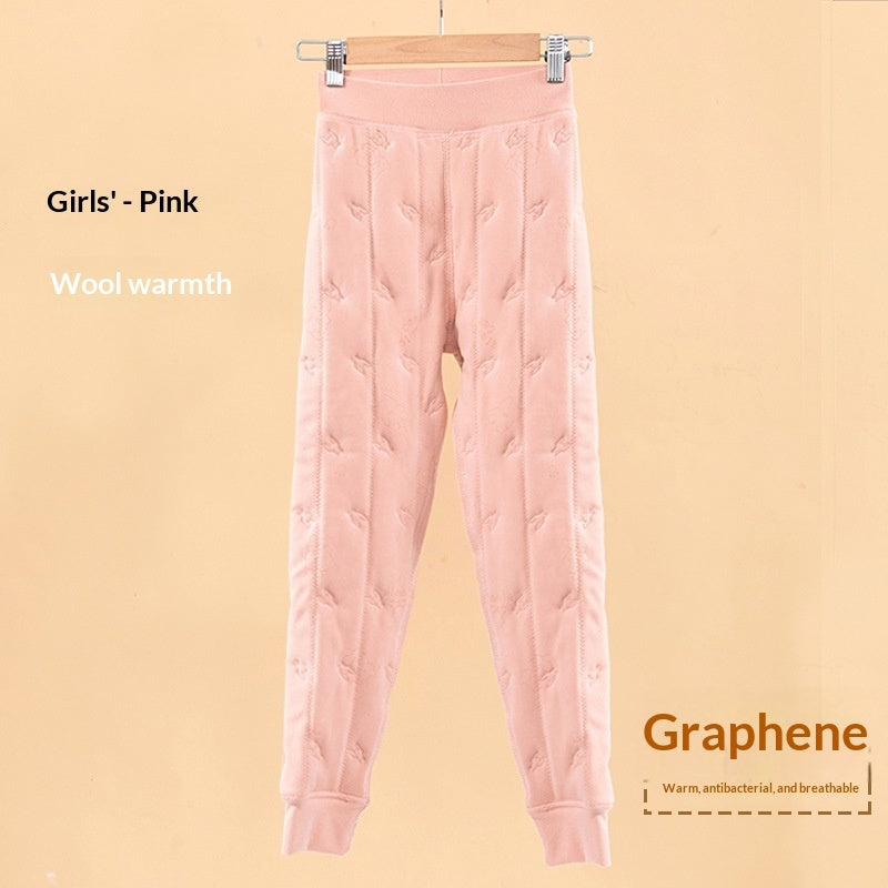 Children's winter thickened warm-keeping pants, soft insulated design in a neutral color