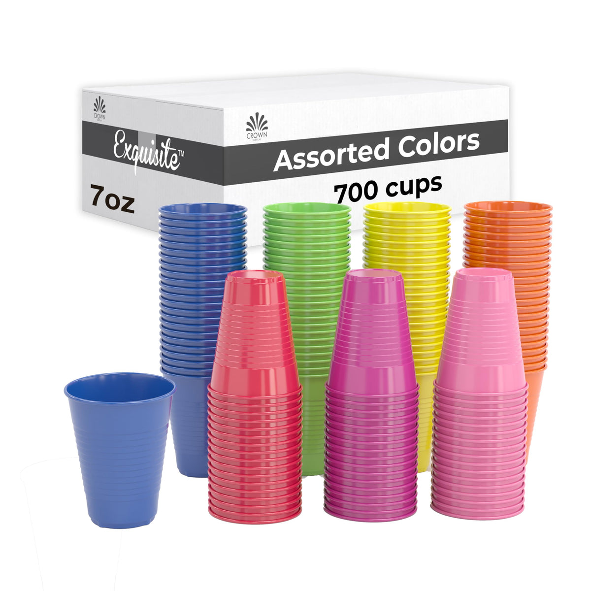 Set of colorful 7oz disposable party cups from BACKUPMYFILESNOW®, leakproof plastic drinkware for celebrations and events