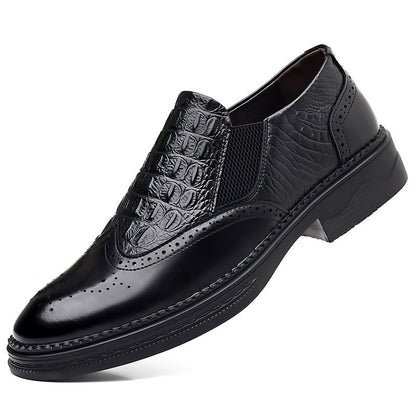 Men's casual dress slip-on leather shoes in a classic design viewed from the side